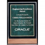 Acrylic Award with an Emerald Marble Center 9 5/8 inch Custom Etched