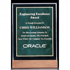 Acrylic Award with an Emerald Marble Center 9 5/8 inch Custom Etched