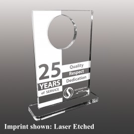 Small Hollowed Rectangle Shaped Etched Acrylic Award with Logo