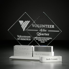 Custom Diamond Tower w/4 Bars - Starfire/Aluminum 7"  Custom Diamond Tower w/4 Bars - Starfire/Aluminum 7"