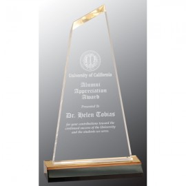 Personalized Gold Reflection Optima Acrylic Award w/6" Gold Mirror Base (5" x 10")