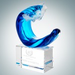 Custom Etched Art Glass Tidal Wave Award