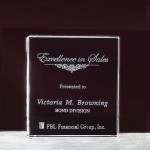 Small Square Crystal Block Custom Etched