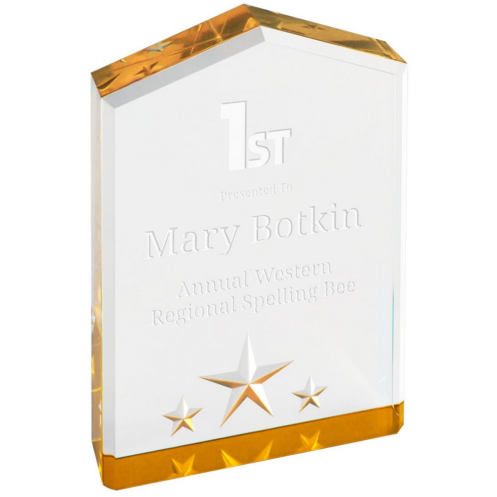 Logo Imprinted 5" Gold Star Point Acrylic Logo Imprinted 5" Gold Star Point Acrylic