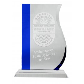 9 3/4" Blue Optical Ripple Award with Logo  9 3/4" Blue Optical Ripple Award with Logo