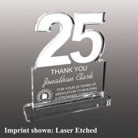 Medium 25 Shaped Etched Acrylic Award with Logo