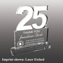 Medium 25 Shaped Etched Acrylic Award with Logo  Medium 25 Shaped Etched Acrylic Award with Logo