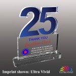 Small 25 Shaped Ultra Vivid Acrylic Award with Logo