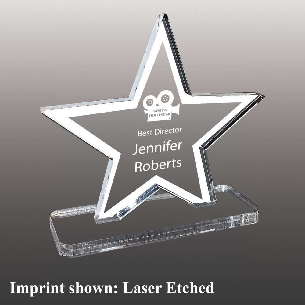 Medium Star Shaped Etched Acrylic Award with Logo Medium Star Shaped Etched Acrylic Award with Logo