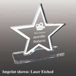 Medium Star Shaped Etched Acrylic Award with Logo