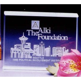 4" Clear Crystal Desktop Award with Logo