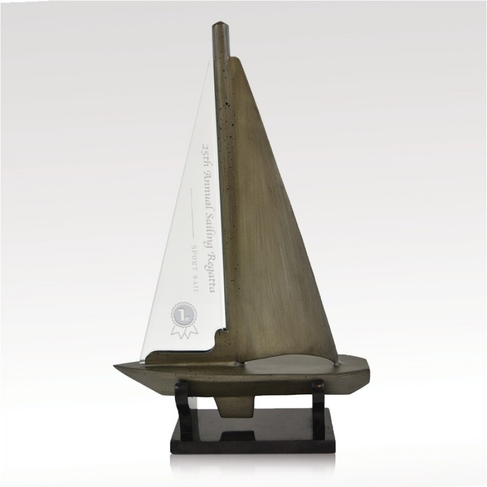 Platinum Finish Sail Ship Award - Vero with Logo Platinum Finish Sail Ship Award - Vero with Logo