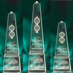 Laser-etched 12" Crystal Obelisk Award