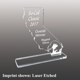 Custom Large California Shaped Etched Acrylic Award