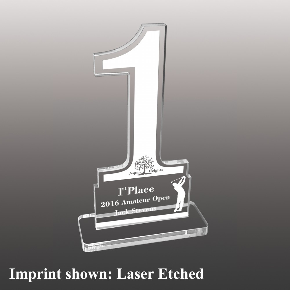Personalized Large Number One Shaped Etched Acrylic Award