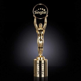 Champion Award M - Gold/Cylinder Base 13" with Logo