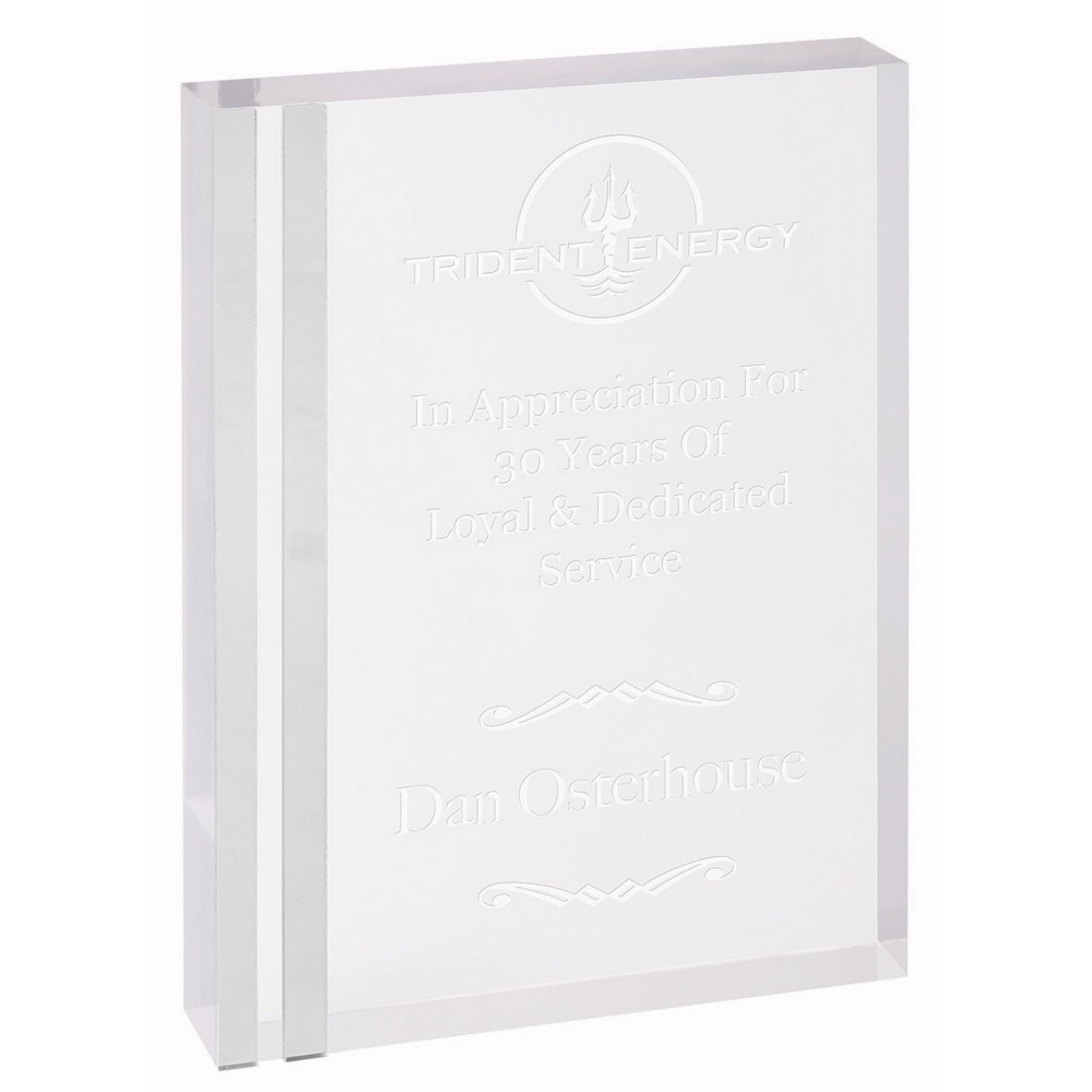5" x 7" Rectangle Acrylic with Silver Edge Logo Imprinted 5" x 7" Rectangle Acrylic with Silver Edge Logo Imprinted