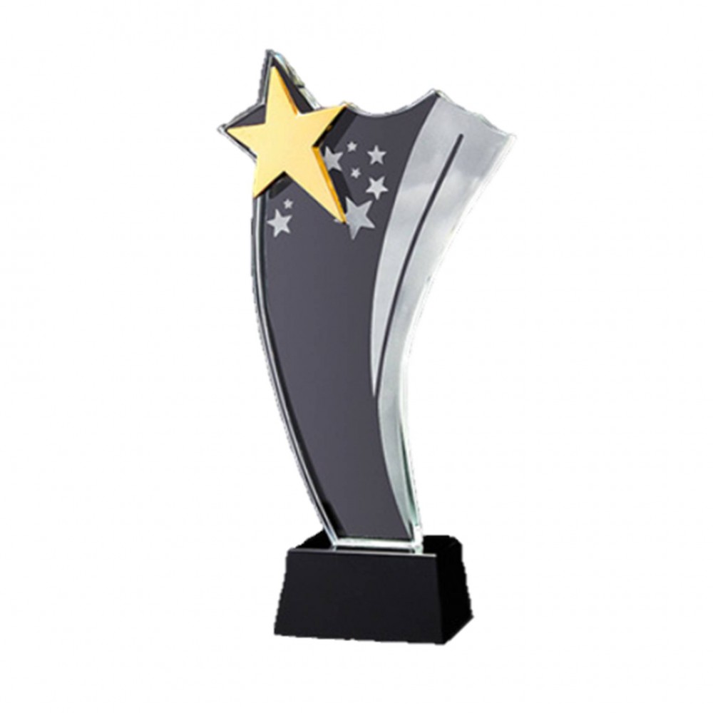 Custom Crystal Award With Wooden Base with Logo