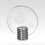 Personalized Silver Helix I Glass Disc Award