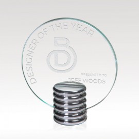 Personalized Silver Helix I Glass Disc Award