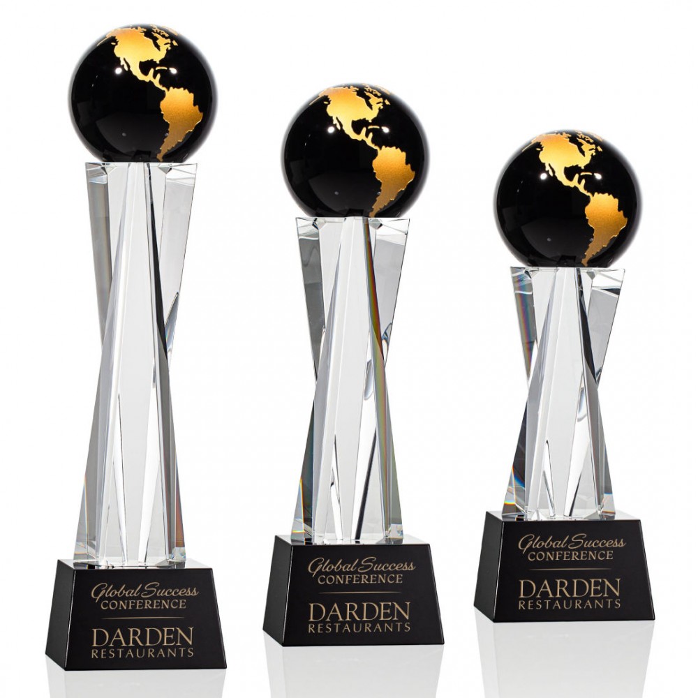 Personalized Havant Globe Award - Black/Gold