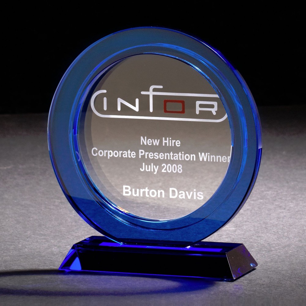 Custom Etched Enduring Cobalt Optically Perfect Award Custom Etched Enduring Cobalt Optically Perfect Award