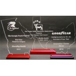 Laser-etched Great State of North Dakota Award w/ Rosewood Base - Acrylic (6 7/16")