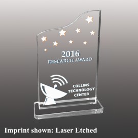 Medium Wavy Top Rectangle Shaped Etched Acrylic Award with Logo