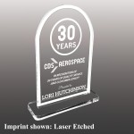 Small Round Top Shaped Etched Acrylic Award with Logo