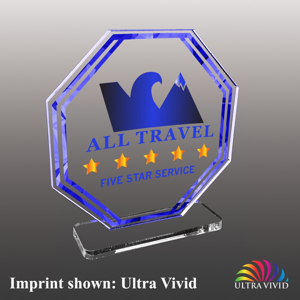 Large Octagon Shaped Ultra Vivid Acrylic Award with Logo