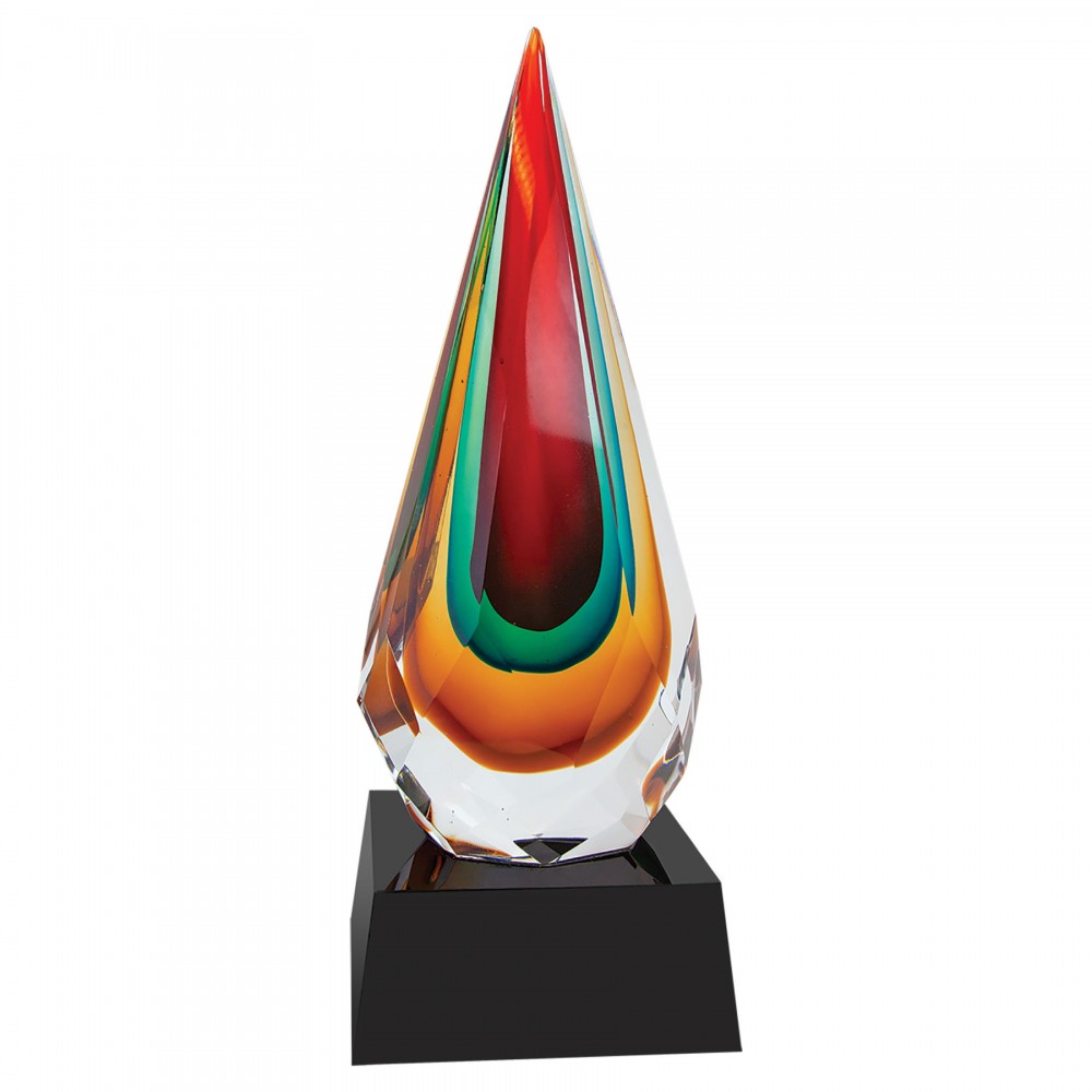 12" Glass Flame Award with Logo