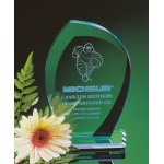 Personalized 8 1/2" Leaf Sculptured Jade Crystal Award