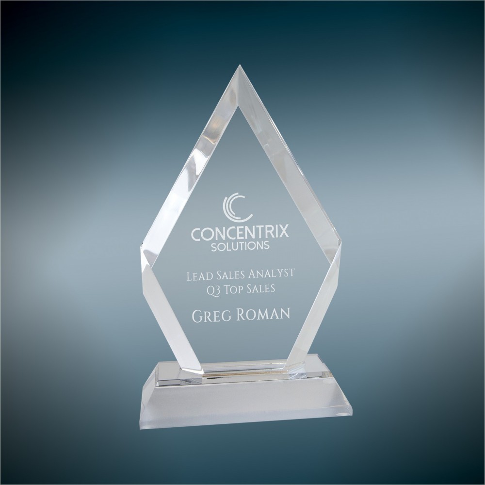 7" Prismatic Frosted Base Diamond Award with Logo