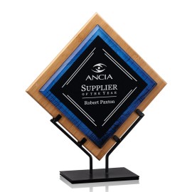 Lancaster Award - Bamboo/Blue 14" H with Logo