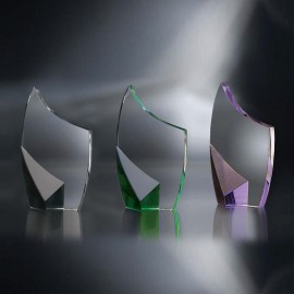 8" Trance Crystal Award w/Green Accent Laser-etched