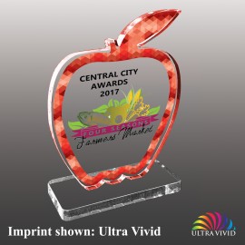 Small Apple Shaped Ultra Vivid Acrylic Award with Logo