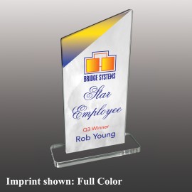 Medium Angle Top Rectangle Shaped Full Color Acrylic Award with Logo