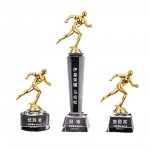 Personalized Gold-Plated Creative Runner Trophy With Crystal Base