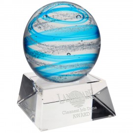 Promotional Blue Snow Globe with Clear Base Award