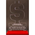 Custom Etched Investment Engineering Award on a Rosewood Base - Acrylic
