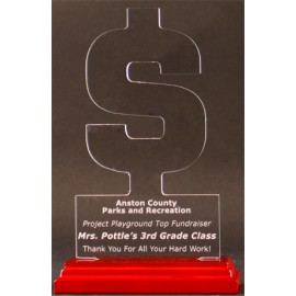 Custom Etched Investment Engineering Award on a Rosewood Base - Acrylic