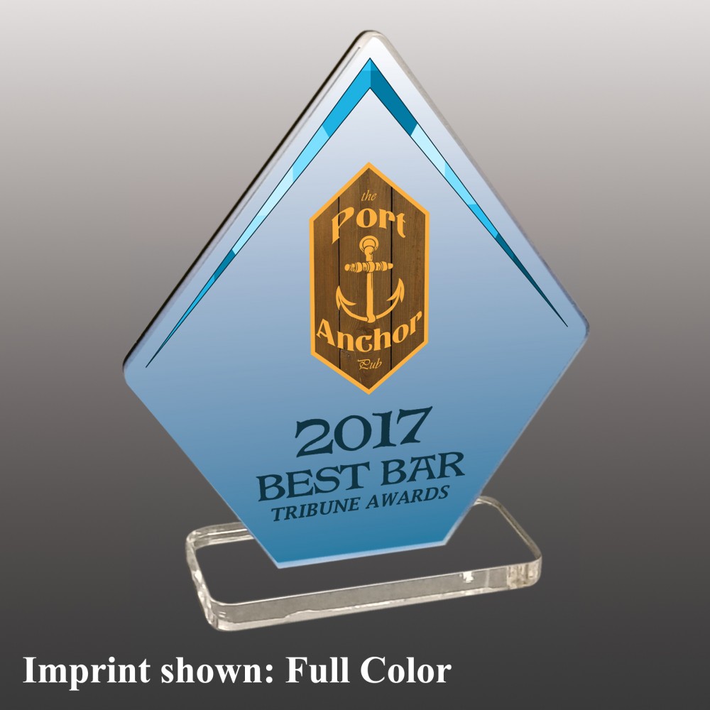 Large Diamond Shaped Full Color Acrylic Award with Logo