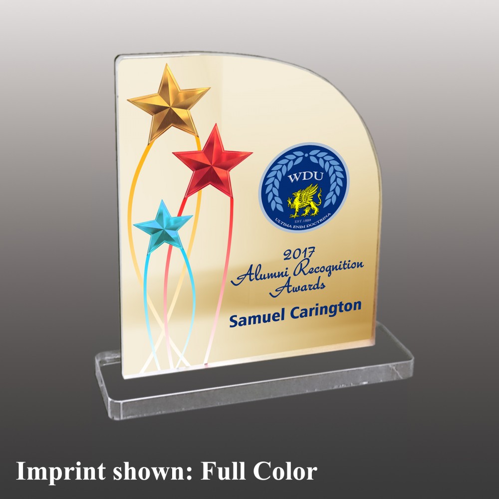 Large Rounded Top w/Stars Full Color Acrylic Award with Logo