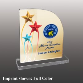 Large Rounded Top w/Stars Full Color Acrylic Award with Logo  Large Rounded Top w/Stars Full Color Acrylic Award with Logo