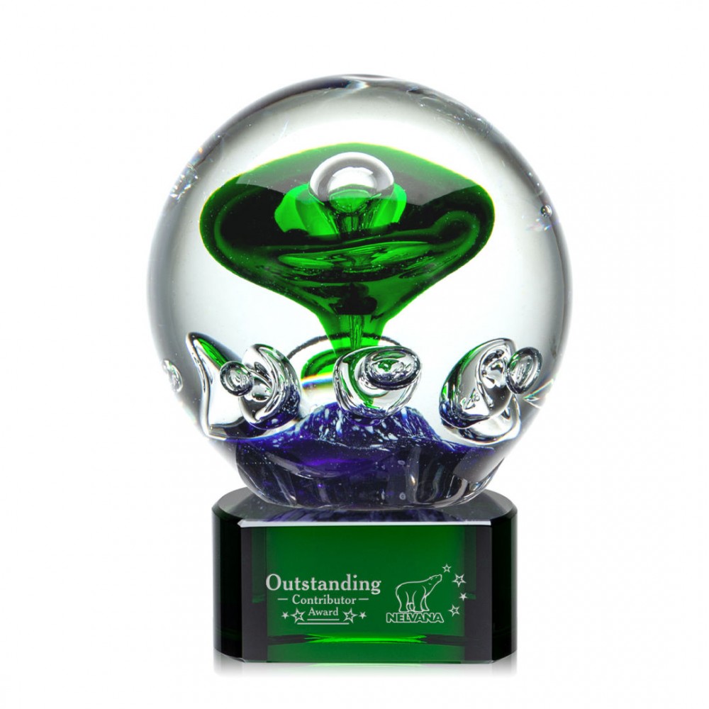 Aquarius Award on Paragon Green - 4" Diam with Logo