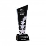 Star Pattern Crystal Glass Trophy With Resin Base with Logo