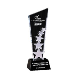 Star Pattern Crystal Glass Trophy With Resin Base with Logo  Star Pattern Crystal Glass Trophy With Resin Base with Logo