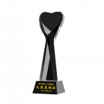 Heart Shape Award Crystal Trophy With Resin Base with Logo