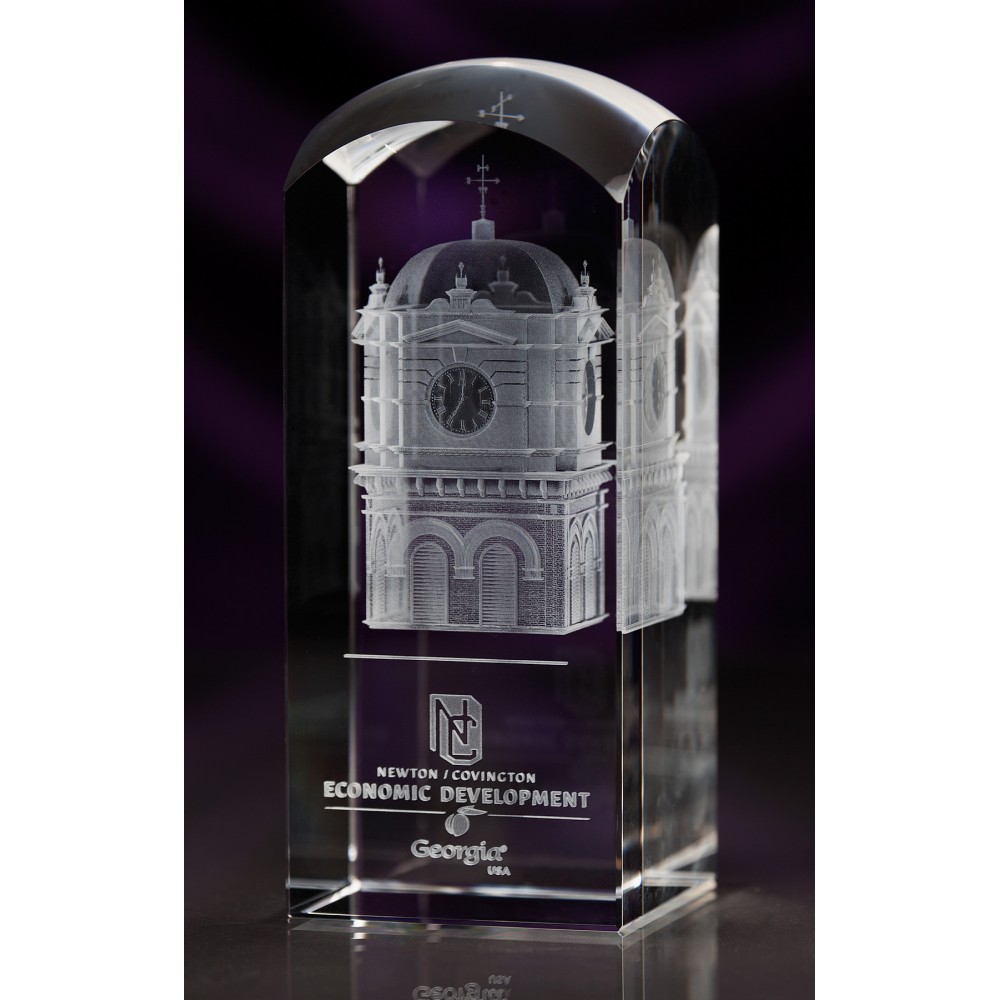 Custom Crystal Dome Top Rectangle Award (3"x7 1/8"x3")
