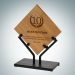 Custom Etched Genuine Bamboo Plaque w/Iron Stand (Large)